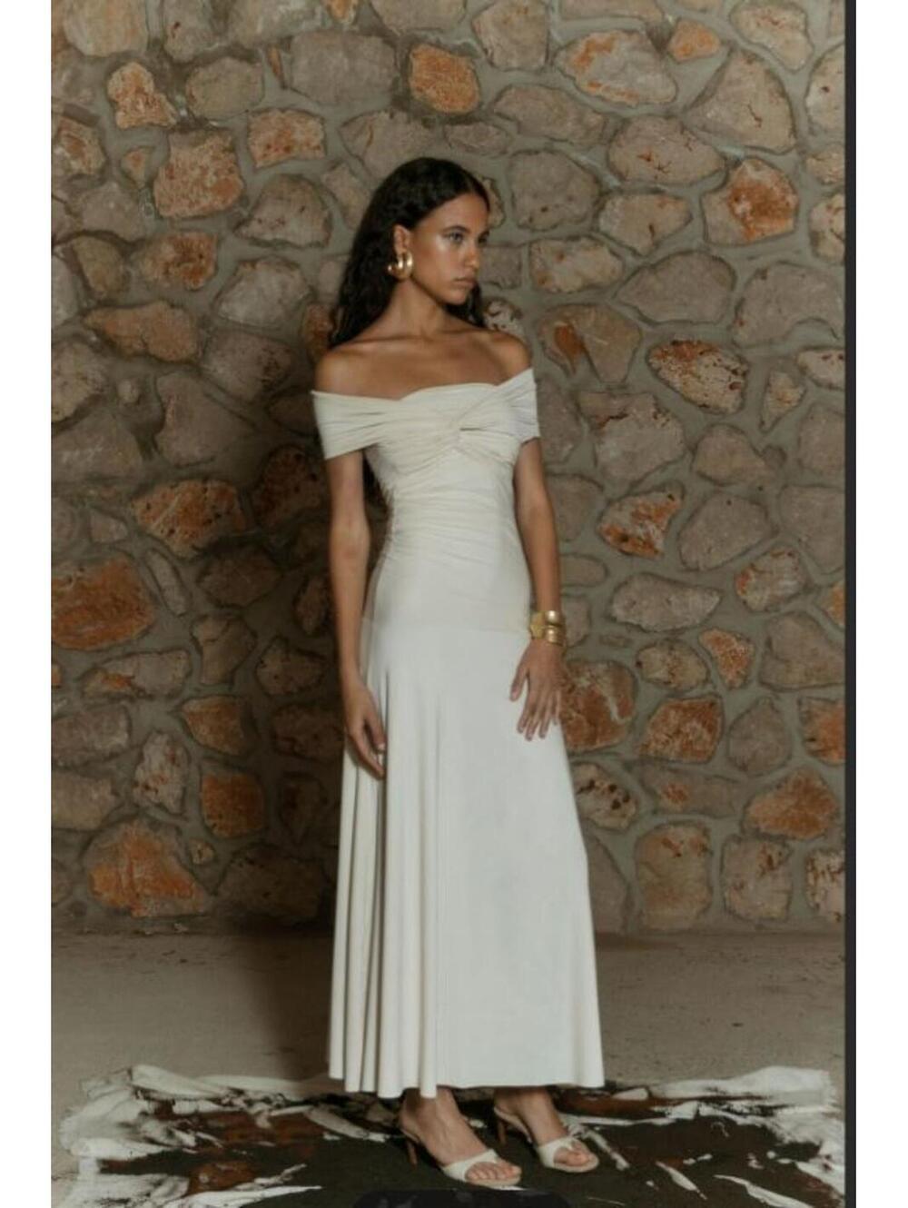 Casona LA GUAPA DRESS yellow maxi off shoulder